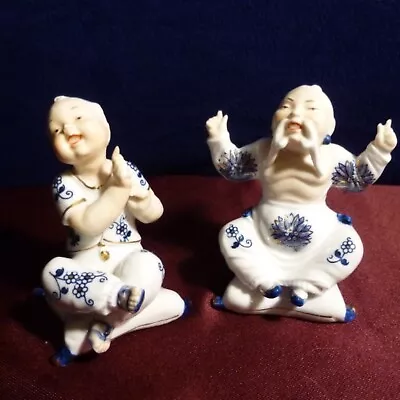 Vienna Woods Blue Onion Seymour Mann Sitting Boy & Sitting Girl Figurine - MINT • $29.27