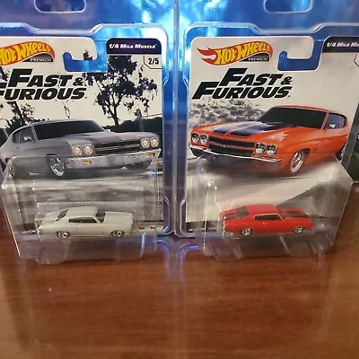 $14.99 • Buy HOT WHEELS PREMIUM FAST & FURIOUS 70 CHEVY CHEVELLE SS  1970 1/5 &2/5 Lot Of 2