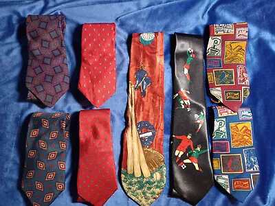 Vtg 1990s Lot Of 8 Men's Silk Neckties Baseball Soccer Allflex Limited Edition • $1.99