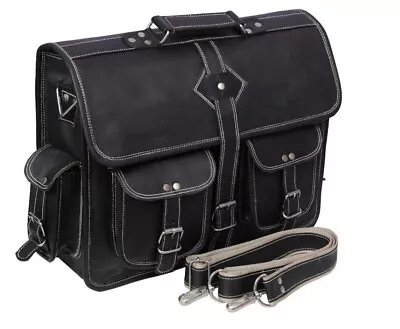 Vintage Real Leather Messenger Shoulder Satchel Laptop Bag Briefcase Men-Women • £46.75