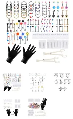 Aumeo 120PCS Piercing Jewelry Kits Nose Ear Piercing Kit Nose Rings Hoop Septu. • £15