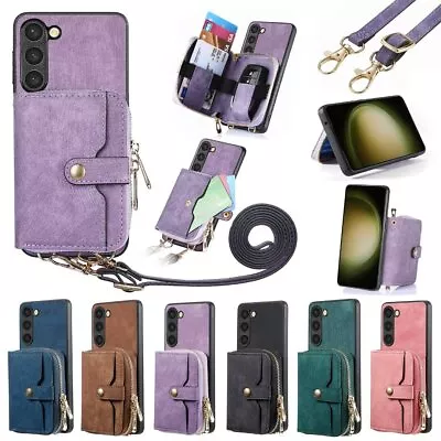 Crossbody Phone Case Multifunction Zipper Credit Card Holder PU Leather Back • $15.99