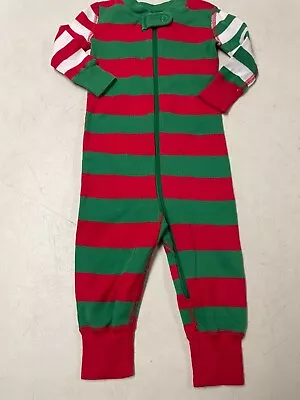 Hanna Andersson  Organic Cotton Holiday Stripe  Union Suit Pajamas  70 6 12 Ms • $13.50