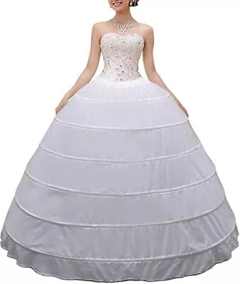 Crinoline Petticoat A-line 6 Hoop Skirt Slips Long Underskirt For Wedding Bridal • $24.50