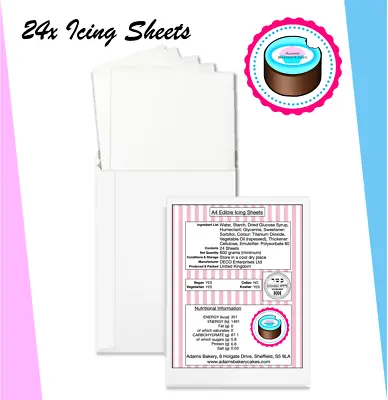 X24 Edible Icing Sheets For Printing Decor Plain Blank Quality Icing Paper Uk • £18.70