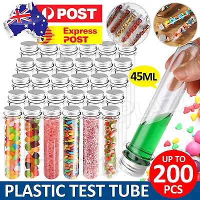 50-200x Clear Flat Plastic Test Tubes With Screw Caps For Wedding Party Decor • $18.85