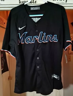 Miami Marlins Sandy Alcantara Black Mens XL Nike Stitched MLB Replica Jersey • $70