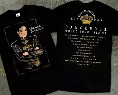 Vtg Michael Jackson Dangerous World Tour 1992-1993 T-Shirt Double Sides For Fan • $19.99