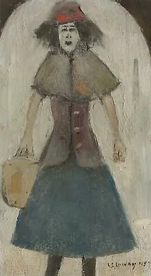 L S Lowry Picture Lady Standing  Smaller Mounted Print Inscribed L S Lowry 1957 • $14.93