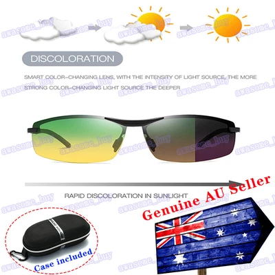 $23.95 • Buy Photochromic Lens Mens Sunglasses Polarised Driving Fishing  Metal Frame