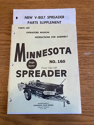 Minnesota  No . 160 Manure Spreader Operator's Manual And Parts List • $9