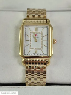 NEW Michele Deco II Gold & Diamond Ladies Watch MWW06X000044 NWT + Box • $964.99