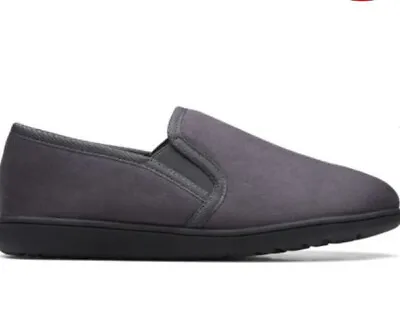 Clarks Buke Ease Mens Dark Grey  Slip On Slippers House Shoes Uk 10 G /44.5 • £29.99