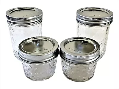 $21.49 • Buy Ball Mason Jelly Jars-Two 8 Oz, Two 4 Oz.- Quilted Crystal Style-Set Of 4