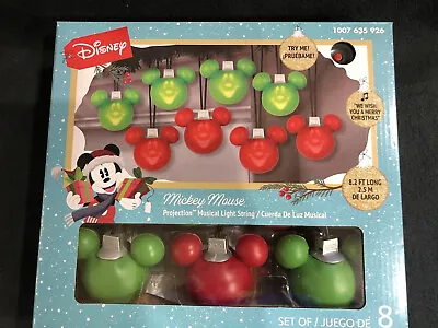 Disney Christmas Mickey Mouse Projection 8 Musical Light String - 8.2 Ft Long • $33