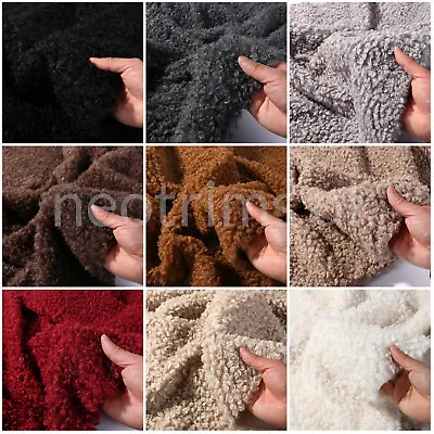 Fur Fabric Faux Sheeps Wool Curly Loop Boucle Plush Furry Vegan Craft Material • £9.95