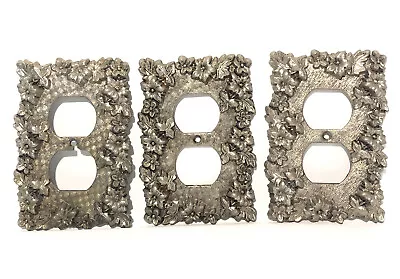 Vintage Brass Floral Switch Plate Outlet Cover Set (3)- Hollywood Regency. • $30