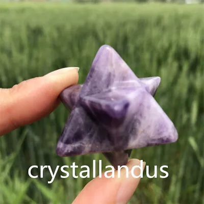 £9.49 • Buy 1pc Natural Dreamy Amethyst Merkaba Star Carved Quartz Crystal Pendant Ornament