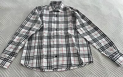 NEW BURBERRY Check Long Sleeve Shirt Sizes M White • $75