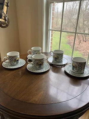 Villeroy & Boch Basket Pattern Coffee/Tea Cups And Saucers (5 Sets) -FREE SHIP • $15