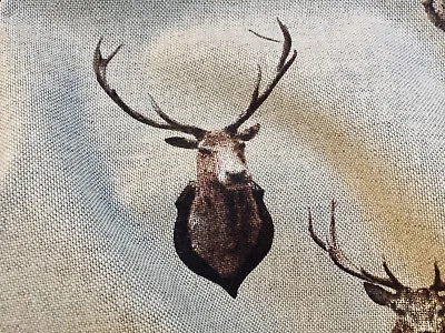 £6.50 • Buy Stag Head Deer Fabric - Curtain Cotton Material Christmas Moose Elk - 55  Wide