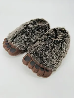 Furry Monster Claw Foot Animal Feet Novelty Slippers Slip On Brown Size 13-1 NEW • $18.99