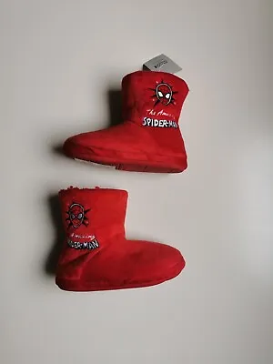 M&S Kids' Spider-Man Slipper Boots Red Size Infant 8 Eur 25.5 • £8.99