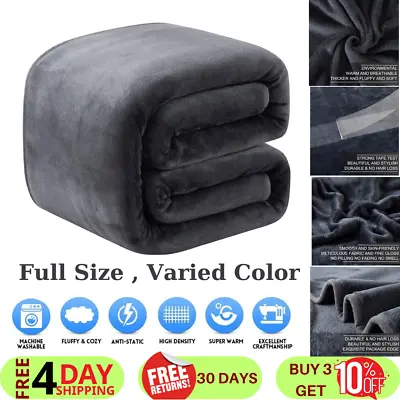 Thick Heavy Winter Warm Soft Mink Fleece Blanket Full Size  Varied Color • $24.99