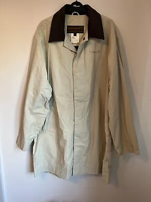 TIMBERLAND Weathergear Trench Coat Overcoat Long Smart Beige Mens L Large • $36.98