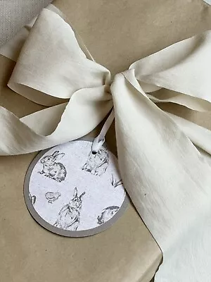 Vintage Grey Rabbit Round Gift Tags Set Of 10 • $6