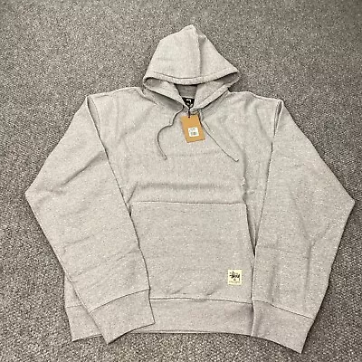 Stussy Contrast Stitch Label Hoodie Mens XXL Grey Heather Workgear • $125.95