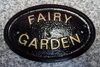 FAIRY GARDEN - HOUSE DOOR PLAQUE WALL SIGN GARDEN (Gold Or Silver Lettering) • £3.95