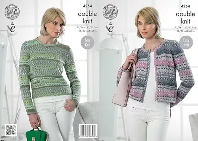 King Cole DK Knitting Pattern - 4254 Ladies Cardigan & Sweater • £4.65