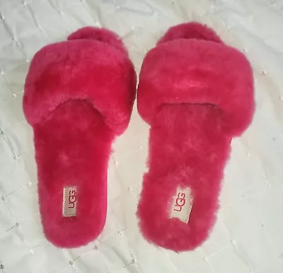 UGG Pink Fluffy Slide Slippers • £30