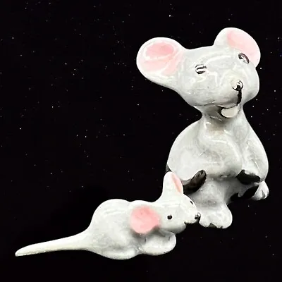 Miniature Bone China Figurines Lot Mouse Mice Set Of 2 Japan .25” .75” Vintage • $33