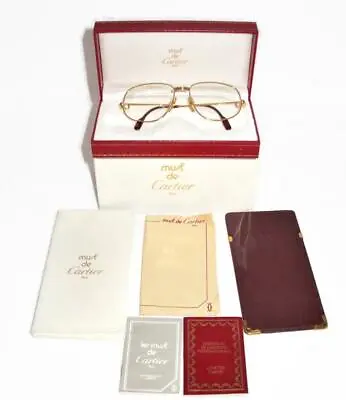 $1169.99 • Buy Vintage Cartier France Romance Prescription Eyeglasses LC Gold 58-16mm W/Box COA