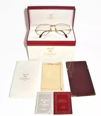 Vintage Cartier France Romance Prescription Eyeglasses LC Gold 58-16mm W/Box COA • $1169.99