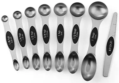 Spring Chef Magnetic Measuring Spoons Set Dual Sided Stainless Steel Set Of 8 • $14.85