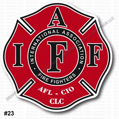 IAFF Firefighter Decal 3.7  Sticker Red Black White Laminated REGULAR MOUNT 0357 • $4.95