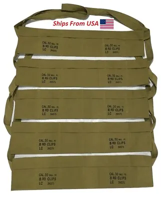 (Pack Of 5) US Army Cotton Cloth Bandolier For M1 Garand - US Olive Color • $29.34