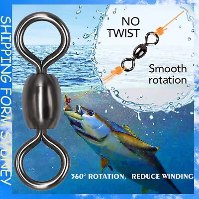 3 Way Crane Swivels Fishing Tackle Hooks Crane Barrel Stainless Bass Carp Freshw • $1.75