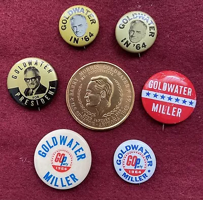 Barry Goldwater Political Campaign Buttons From 1964 Election Authentic! • $0.99