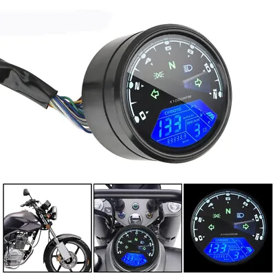 LCD Digital Universal Motorcycle Odometer Speedometer Tachometer 12000RPM Gauge • $34.19