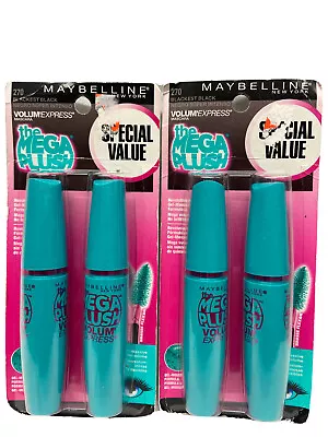 4maybelline Mascara Volume Express Mega Plush270 Blackest Black • $18.99