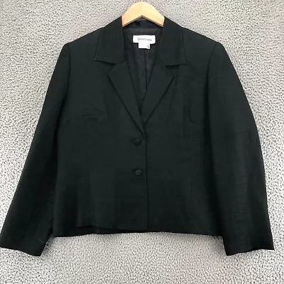 Vera Cristina Blazer Womens Extra Large Black Silk Linen Textured Button Office • $29.99