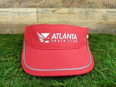 Men's Atlanta Track Club Mizuno Visor Hat Red Running Jogging Gear One Size 🔥 • $10