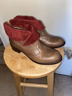$19.80 • Buy Schuler & Sons Women's Fold Over Boots Size 8 Leather Brown Anthropologie
