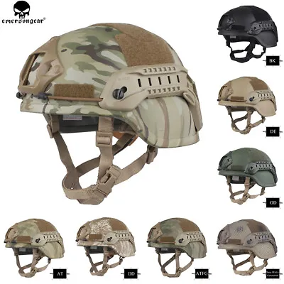 Emerson Tactical ACH MICH 2000 Helmet Ear Flaps Helmet W/ NVG Shroud + Side Rail • £67.14