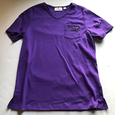 Quacker Factory Purple Short Sleeve Gem Embellished Top Sz S A871 • $12