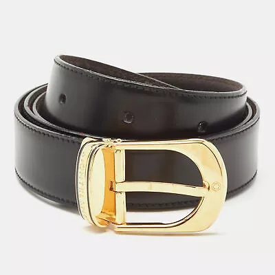 Montblanc Black/Brown Leather Buckle Belt 95CM • $171.15